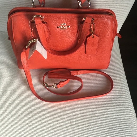 NWT Coach Mini Nolita Satchel In Polished Pebble Leather watermelon - Picture 7 of 16